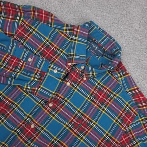 Ralph Vintage Lauren Classic Fit Plaid Button Down Long Sleeve Shirt Mens XL